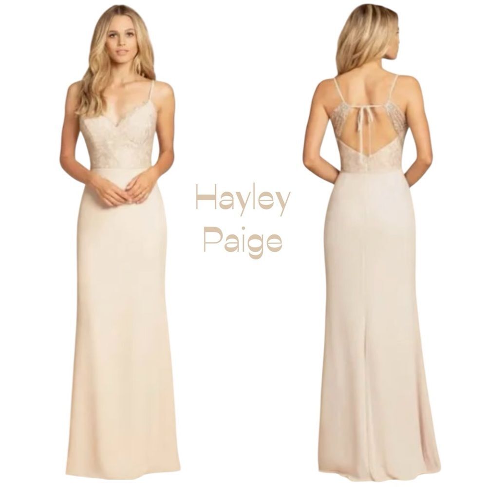 Hayley Paige Cream Lace Maxi Dress NWOT Size 10 Event Bridesmaid